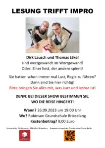 Lesung trifft Impro mit Dirk Lausch und Thomas Jäkel
