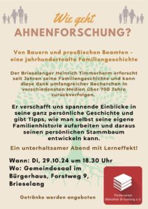 Vortrag zu Ahnenforschung